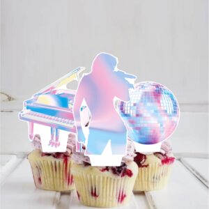 48Pcs Music Singer Party Cupcake Toppers Singer Birthday Party Decoration Popular Singer Theme Cupckae Toppers for Girls Music Singer Birthday Baby Shower Supplies