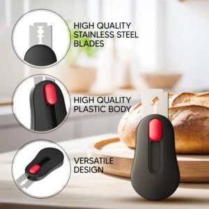 RICCLE Magnetic Bread Lame Dough Scoring Tool - Professional Sourdough scoring tool for Sourdough Bread baking & Bread Making Tools with 15 Blades and 2 Finger Cots Cut Resistant Protector