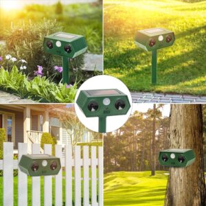 2 Pcs Ultrasonic Animal Repeller Outdoor - Solar Pest Repellent, Waterproof Mouse Repellent for Mice, Deer, Snake, Cat, Rabbit, Raccoon, Skunk, Rat Repellent for Yard, Garden, Lawn, Motion Detection