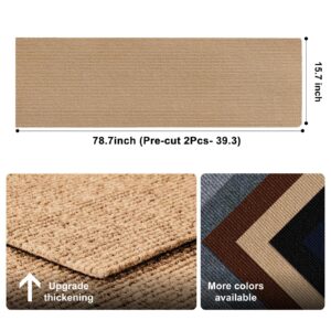 Cat Scratching Carpet Mat, Self-Adhesive Trimmable Cat Climbing Post Covered Pad Replacement for DIY Cat Tree Shelf Steps Couch Corner Wall Cat Scratcher Furniture Protector (Beige, 78.7x15.8Inch)