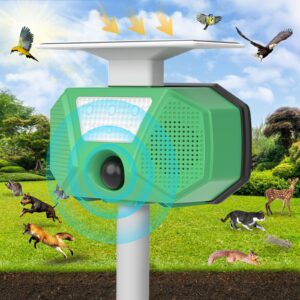 2024 Solar Ultrasonic Animal Repeller, Cat Repellent Outdoor, Dog, Squirrel, Raccoon, Skunk, Rabbit, Fox, Deer, Bird etc.Motion Detection, LED Flashing Light 027