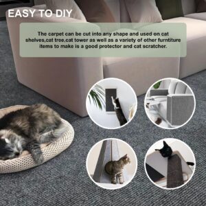 Cat Scratching Climbing Carpet Mat, Feierxun Adhesive Trimmable Cat Post Covered Pad Replacement for DIY Cat Tree Shelf Couch Corner Wall Cat Scratcher Furniture Protector (Black, 78.7x15.8In)