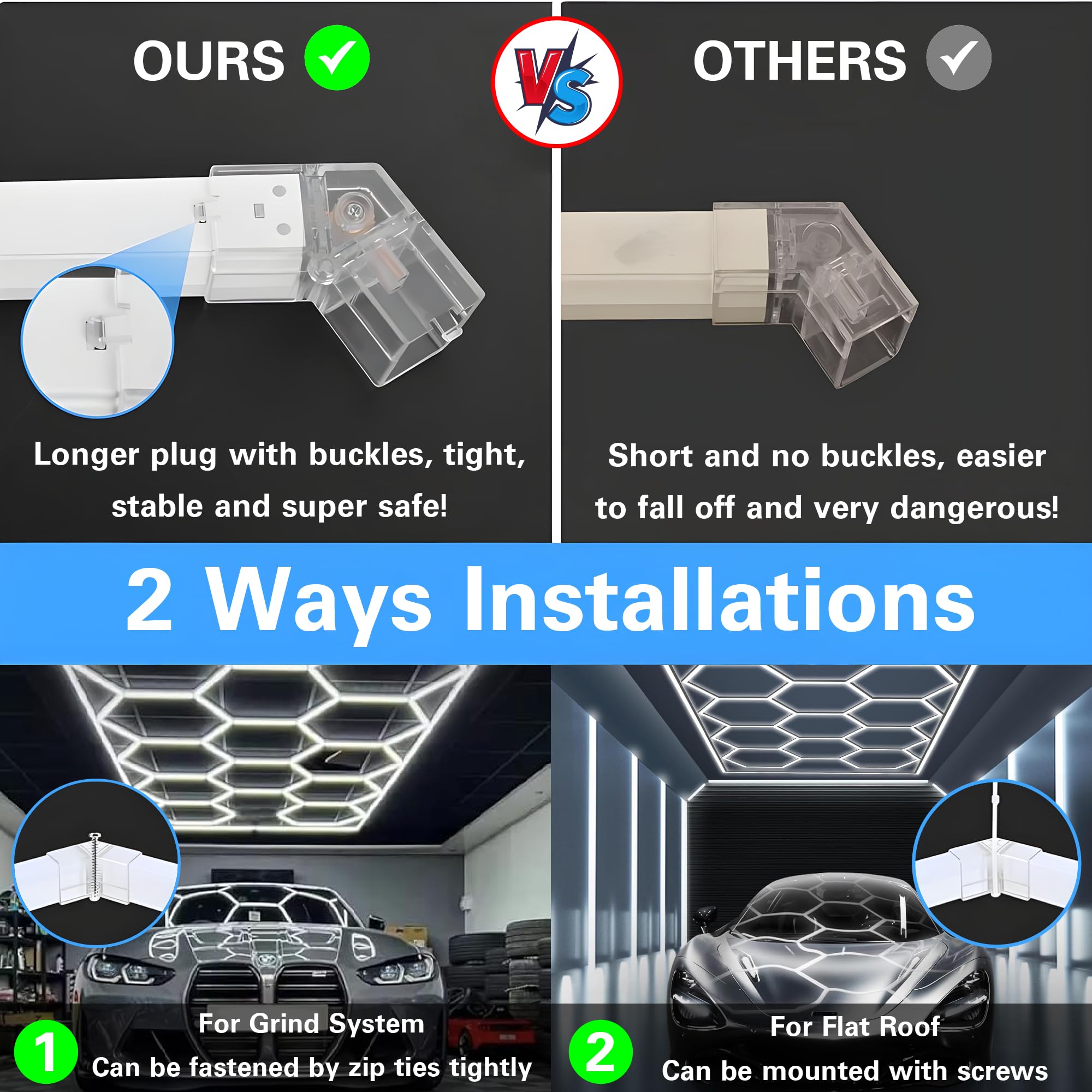 Hexagon LED Lights for Garage Ceiling - Ultra-Bright Honeycomb Design with Smart Switch, Alexa & Google Home Compatible, Hex Lights Perfect for Home Gym, Shop Lighting, Workshop and Garage Lighting