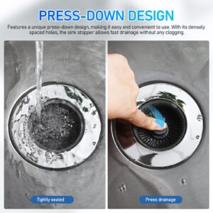 Kitchen Sink Drain Strainer Stopper - 3 in 1 Sink Drain Strainer Pop Up Sink Drain Stopper Anti-Clogging Kitchen Sink Strainer Basket for 75-90mm Sink Hole