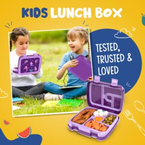 YOLAY Bento Box for Kids Lunch Box Leak-Proof, 5-Compartment Lunch Box Kids for Ages 3-10, Durable with Anti-Slip Base, Suitable for Schools, Outdoor and Travel (Mermaid)