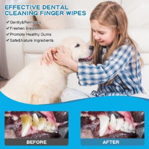 Morikey Dog Teeth Cleaning Wipes Nature Pet Dental Finger Wipes for Dogs Cats Remove Bad Breath,Reduce Plaque and Tartar Buildup Disposable Gentle Pet Dental Care-50Ct