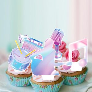 48Pcs Music Singer Party Cupcake Toppers Singer Birthday Party Decoration Popular Singer Theme Cupckae Toppers for Girls Music Singer Birthday Baby Shower Supplies