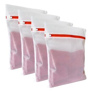 4 pack mesh laundry bags for delicates 12inx16in, delicate laundry bag with sturdy anti-rust zipper, mesh laundry bags for lingerie, bra, underwear, sneakers, socks, breathable fine net, laundry club