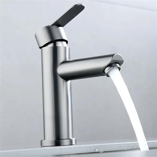 Kitchen Faucet Stainless Steel Hot and Cold Water Tap Washbasin Basin Faucets Bathroom Bathtub Accessories Set Sink Bath Mixer(Color:Gray)