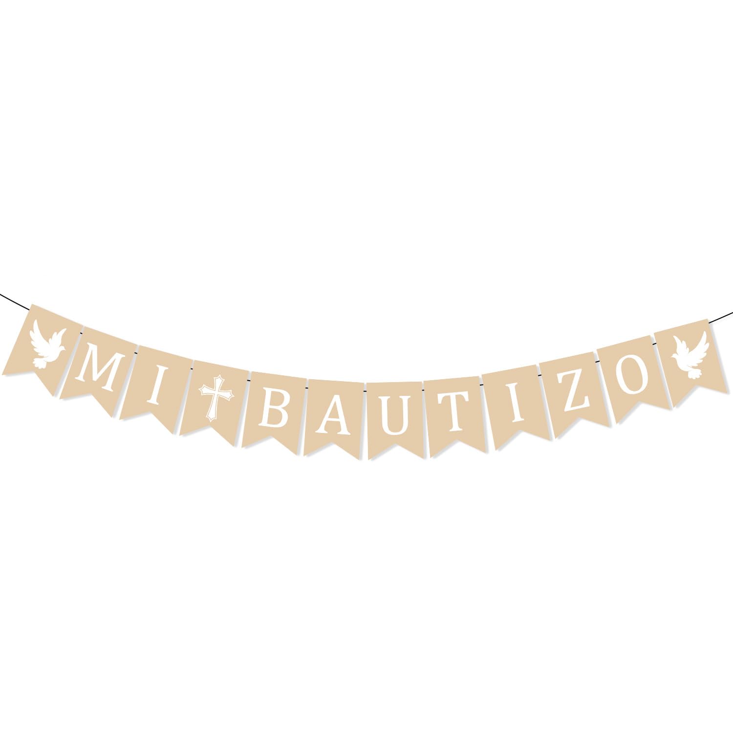 Elomy Mi Bautizo Banner Decorations - God Bless Banner First Holy Communion Banner Decor Baptism Banner Decorations for Kids Girls Boys Glitter Baby Shower Party Decorations