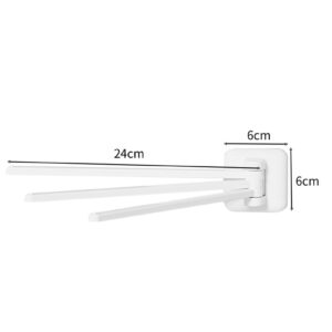 Tacarlha Rotating Towel Rack Swivel Towel Rack 3 Poles Towel Holder 180 Degree Rotation Wall-Mounted Punch-Free Bathroom Bath Ball Kitchen Dish Rag Utensil Holder Wardrobe Organizer White