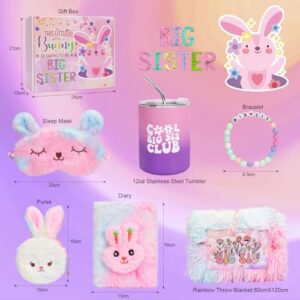 pengtai Big Sister Gifts for Girls,Promoted to Big Sister,Big Sister Gift,New Big Sister Tumbler Throw Fur Blanket Gifts Set