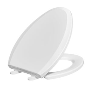 samodra elongated toilet seat (withstand 440 lbs), slow close toilet seat with non-slip bumpers and metal installation hardware, easy to install (elongated-01)