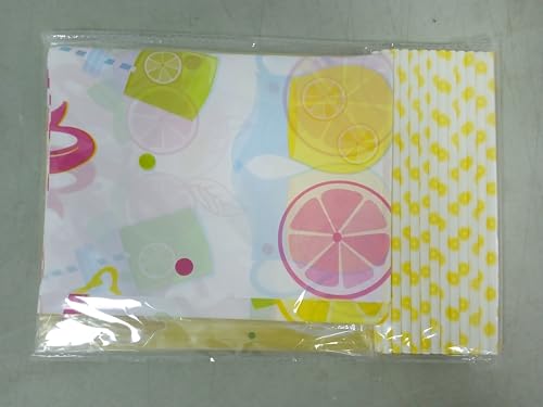 Lemonade Stand Decorations - Lemonade Banner, Lemonade Stand Sign, Lemon Straw for Kids Summer Bridal Shower Birthday Party Lemonade Stand Supplies