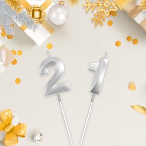 21st Birthday Candle Number 21st Candle Silver Number Candles for 21st Birthday Decorations for Girls 21st Birthday Decorations 21st Birthday Candle 21st Candle Birthday Girl Silver Birthday Candle