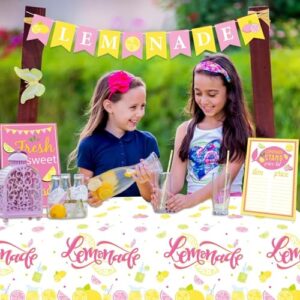 Lemonade Stand Decorations - Lemonade Banner, Lemonade Stand Sign, Lemon Straw for Kids Summer Bridal Shower Birthday Party Lemonade Stand Supplies