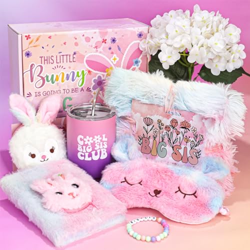 pengtai Big Sister Gifts for Girls,Promoted to Big Sister,Big Sister Gift,New Big Sister Tumbler Throw Fur Blanket Gifts Set