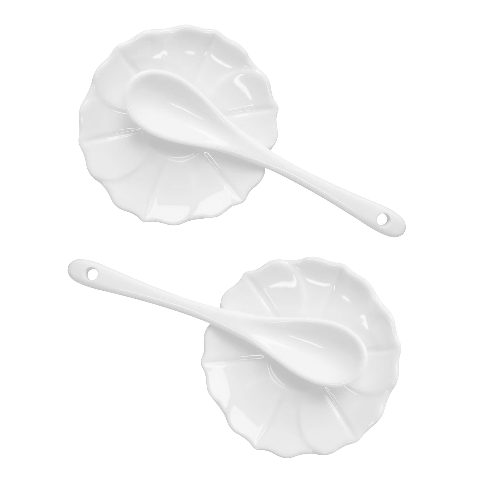 2Pack Lotus Ceramic Coffee Spoon and Rest Set, Small Ceramic Coffee Spoon Holder, spoon holder for coffee bar,Coffee Bar Coffee Stirrers Holder for Coffee Station Kitchen Accessories nice Present