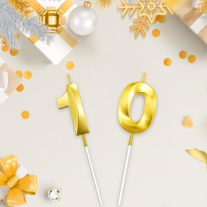 10th Birthday Candle Number 10 Candle 10 Birthday Candle Birthday Candles Numbers 10th Birthday Decorations for Boys 10th Birthday Cake Topper 3D Design Number Birthday Candles Gold Candles Birthday