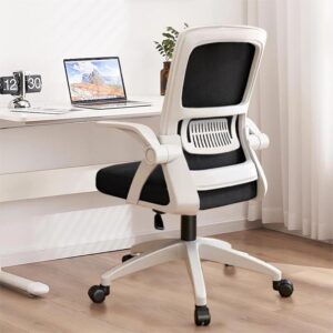 XUEGW Office Chair, Ergonomic Desk Chair Breathable Mesh Chair Swivel Chair with Flip-Up Arms and Lumbar Support Computer Chair for Home Office