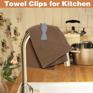 8Pcs Towel Clips for Kitchen, Hand Towel Clips Towel Clamps, Kitchen Clips Chair Towel Clips for Bathroom Towel Rods and Racks Oven Handle No Paper Towels on The Ground, Keeps Towel from Falling(Grey)