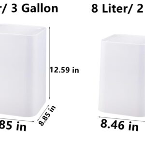 JEIMALEN Square Trash Can with Swing Lid 12 Liter/ 3 Gallon Plastic Garbage Can for Kitchen, Bedroom, Home Office, Craft Room, Dorm Room, Powder Room,Toilet Trash Bin (White, 3 Gallon)