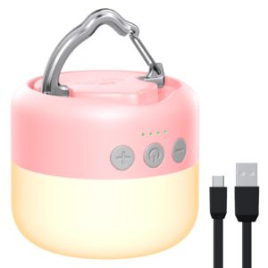 zmnt led camping lantern rechargeable 1000lm, up to 320h running time camping tent light, 6700mah emergency light for hurricane, power outages, home, hiking, water-resistant pink