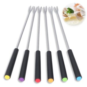 stainless steel fondue forks 6pcs 9.1" with heat resistant handle color fondue set fondue sticks fondue cheese for grill cake chocolate meat fruits cheese fondue fountain roast marshmallows dessert