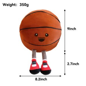 Basketball Pillow,Sports Pillow Fluffy Basketball Plush Cute Shaped Basketball Decor Pillow Sport Theme Sports Throw Pillow for Bedroom Decoration (11 Inch)