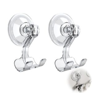 zuylikxy suction cup hooks - 2 pack heavy duty, reusable & waterproof shower hooks for razor, shaver, wreath & general bathroom/kitchen hanging - double grip shower hanger set