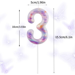 18th Birthday Candles, 3.54in Large Purple Butterfly Number 18 Candle for Cake Topper Decorations for Happy Birthday Party Wedding Anniversary Celebration Supplies