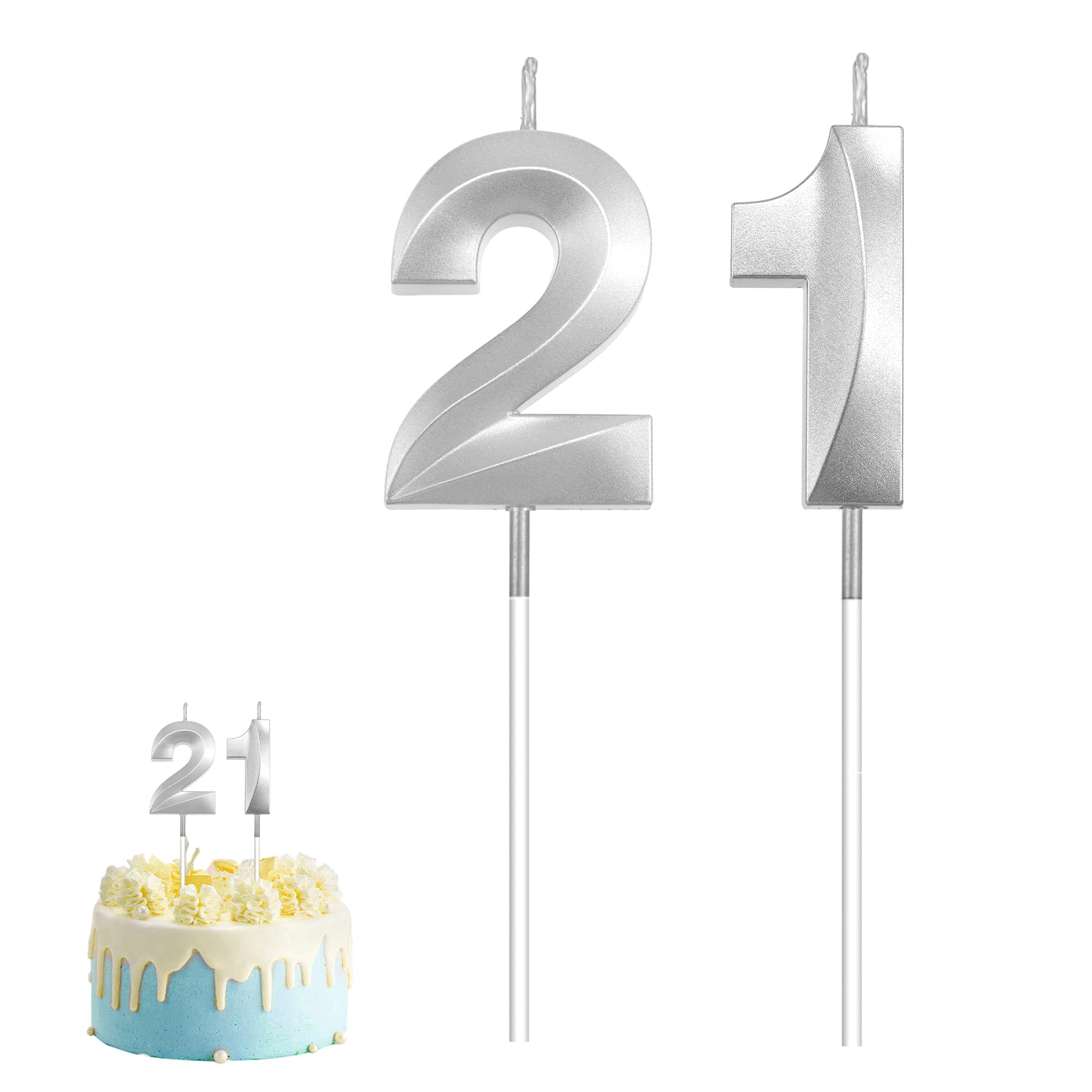 21st Birthday Candle Number 21st Candle Silver Number Candles for 21st Birthday Decorations for Girls 21st Birthday Decorations 21st Birthday Candle 21st Candle Birthday Girl Silver Birthday Candle