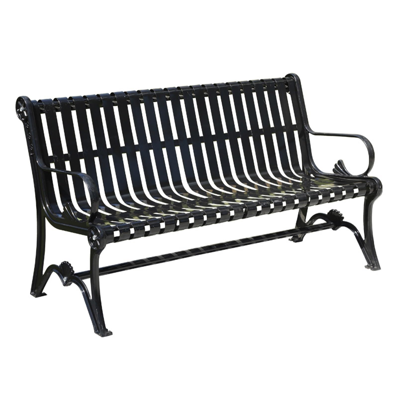 LYXXJRYBHD Metal Bench, Outdoor Patio Bench, Outdoor Bench with Backrest and Armrests for Porch, Pool,Garden, Lawn, Balcony, Backyard(Size:Large)