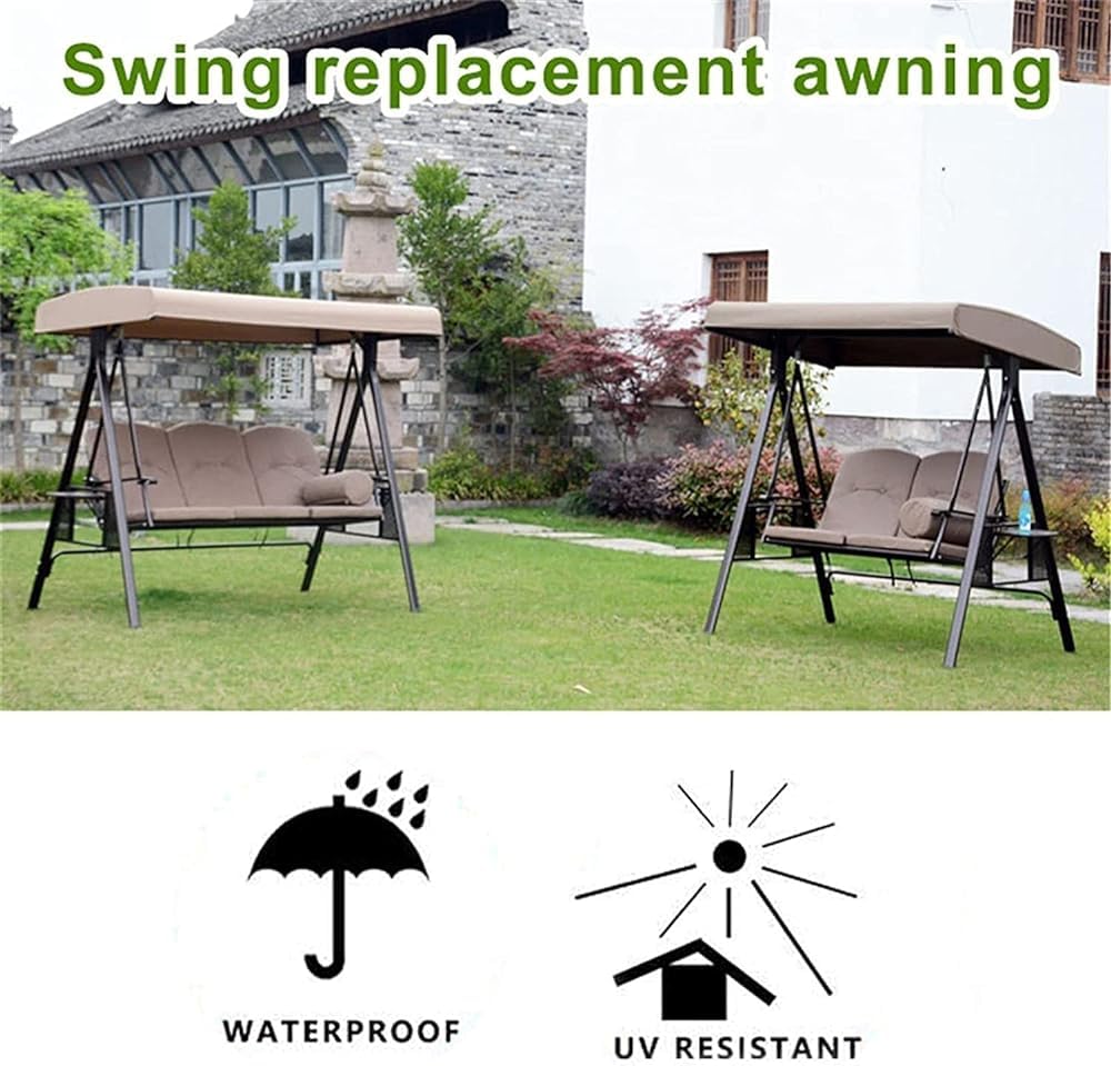 Replacement Canopy Top for Porch Swing,Swing Waterproof Cover,Strong Patio Swing Cover Universal Canopy for Garden Traditional 3 Person Swing (75x47x7/9inch) (Color:Beige)