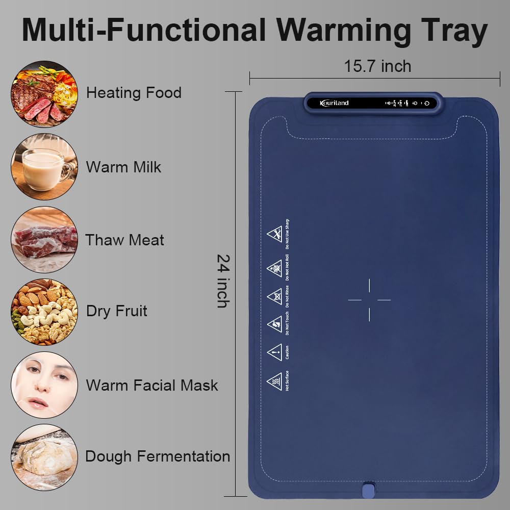 Extra-Large Electric Warming Tray - 3 Temp Levels Food Warmer, Foldable Silicone Heating Tray with Child Safety Lock, Auto-Shutoff, Full Surface Heating Food Warming Mat for Gatherings, Parties