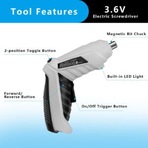 Power Screwdriver Set, LED Light Cordless Screwdriver, Rechargeable Small Drills Cordless Electric Screwdriver with 12 Piece Accessory, USB Charging, 3Nm Mini Drill, Portable Screwdriver Set