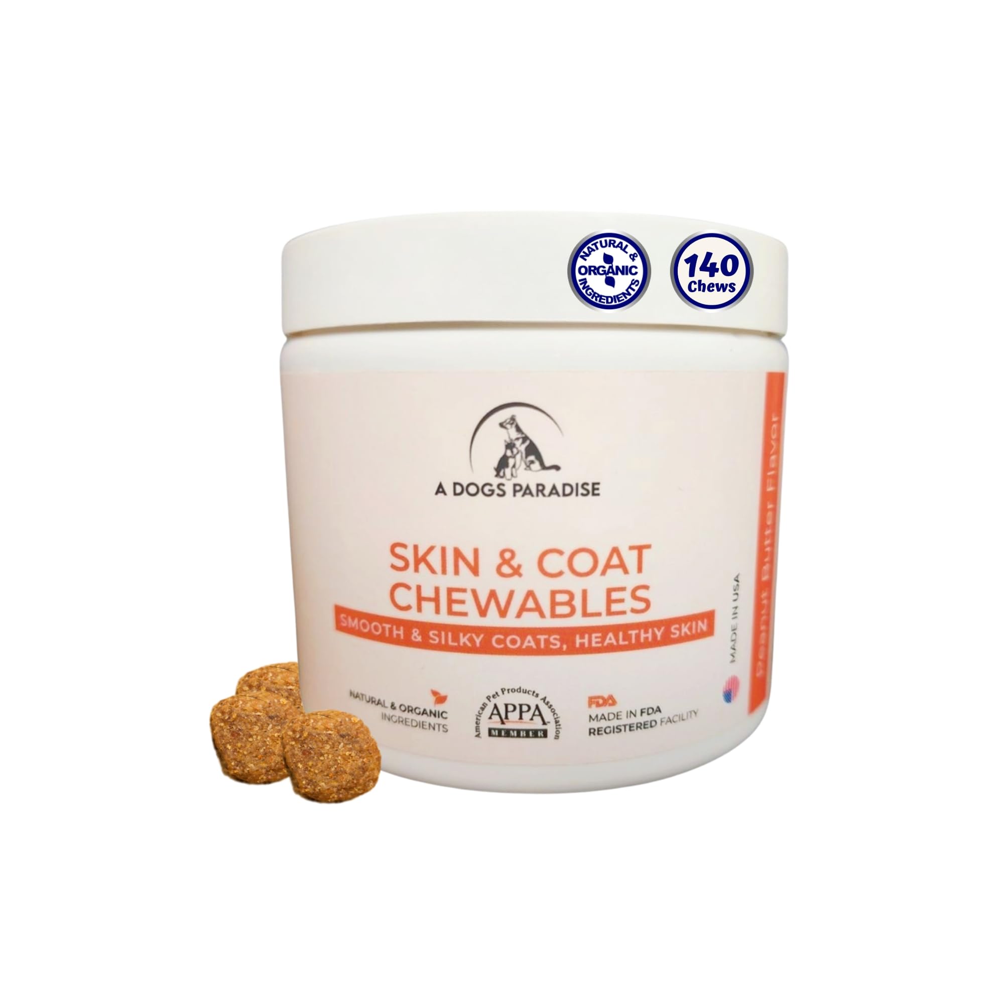 New Skin & Coat Chewables. Skin & Allergy Relief - Salmon Oil + EPA, DHA, 500mg of Omega 3. Healthier Skin, & Heart Health. Cold-Pressed, Made in The USA with All-Natural Organic Ingredients.