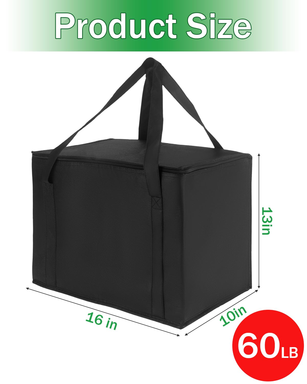 Colemoly Reusable Grocery Bags 4 Pack Shopping Bags Insulated Bag (Black 16x13x10 inch)