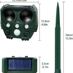 Upgraded Ultrasonic Animal Repeller Outdoor Solar Animal Repeller with Motion Sensor and Deterrent Light to Scare Raccoon Cat Squirrel Skunk Rabbit Dog Deer Repellent Devices for Yard Protection