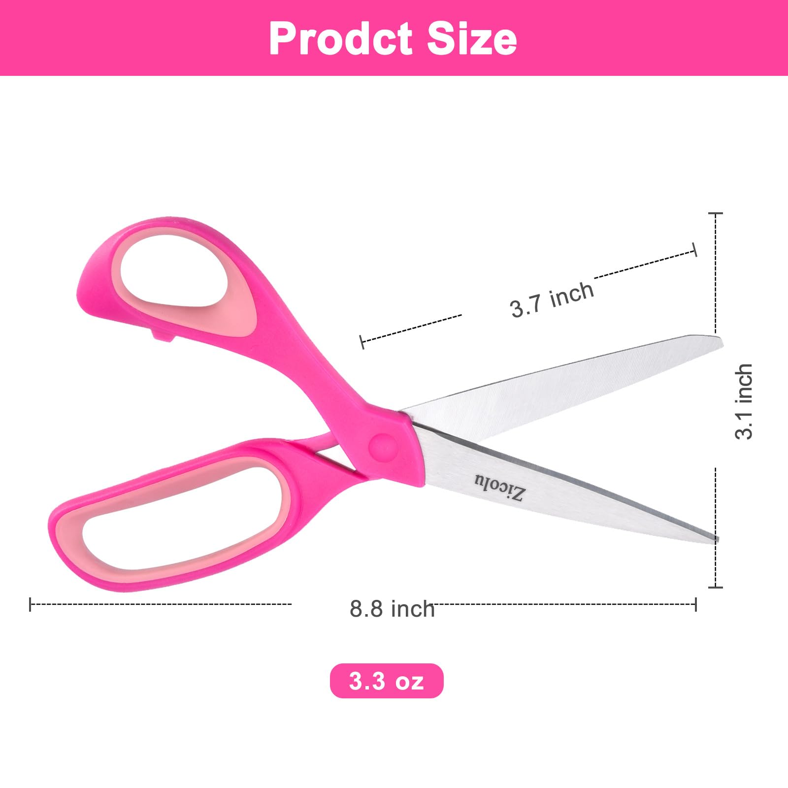 Zicolu Left Handed Scissors Set of 2 Pack, 8.5" Left-Handed Teen Scissors for Ages 15+ -, Lefty Scissors for Arts & Crafts, Office, Sewing fabric, Back to School Supplies, Purple