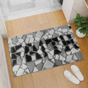 3D Abstract Geometric Area Rug, Gray/Black Artistic Crackle Living Room Rug, Modern Innovative Indoor Carpet, Non-Slip Soft Faux Wool Bedroom Rug, Easy Clean Apartment Rug 2'x3'