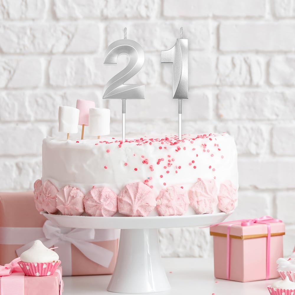 21st Birthday Candle Number 21st Candle Silver Number Candles for 21st Birthday Decorations for Girls 21st Birthday Decorations 21st Birthday Candle 21st Candle Birthday Girl Silver Birthday Candle