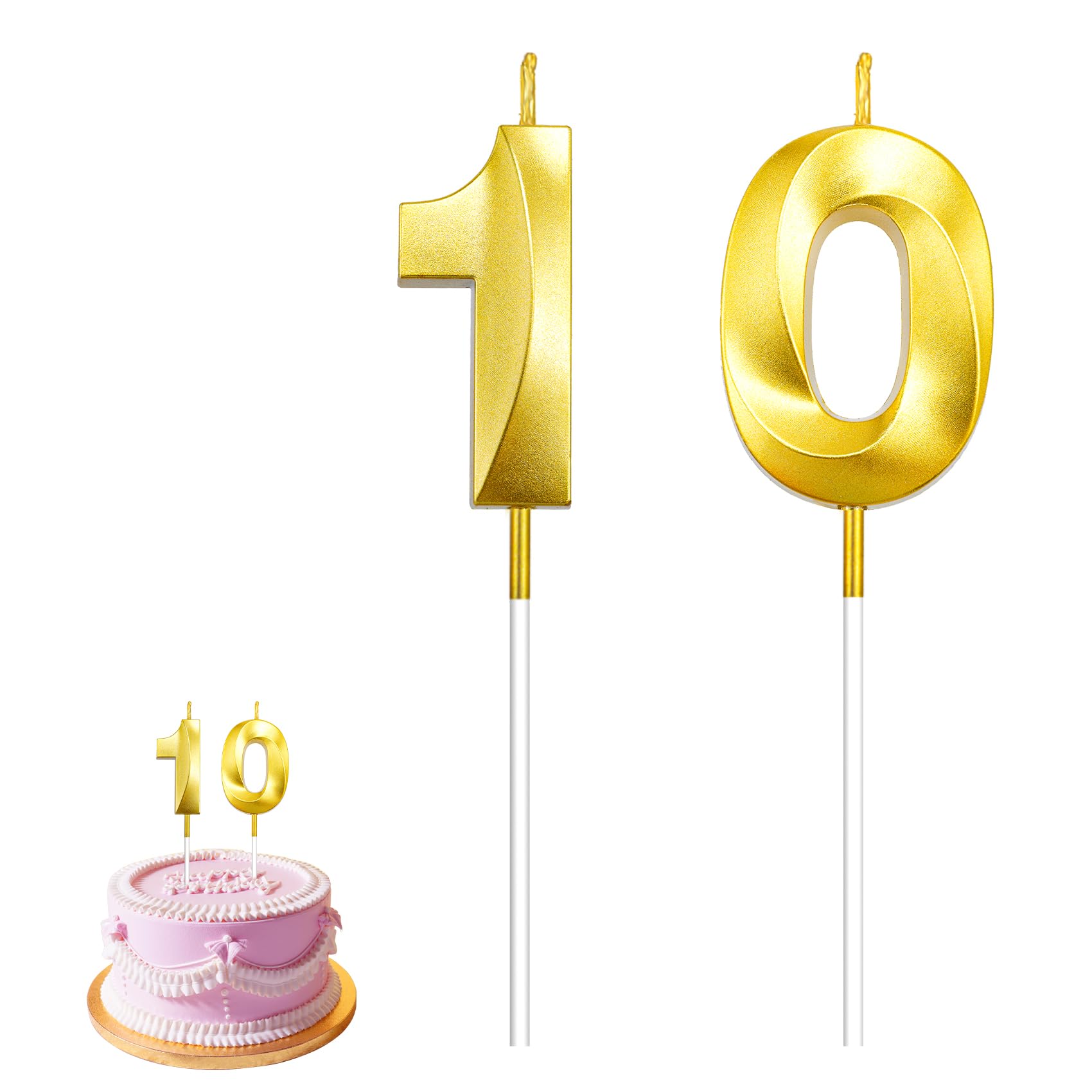 10th Birthday Candle Number 10 Candle 10 Birthday Candle Birthday Candles Numbers 10th Birthday Decorations for Boys 10th Birthday Cake Topper 3D Design Number Birthday Candles Gold Candles Birthday