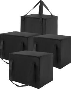 colemoly reusable grocery bags 4 pack shopping bags insulated bag (black 16x13x10 inch)