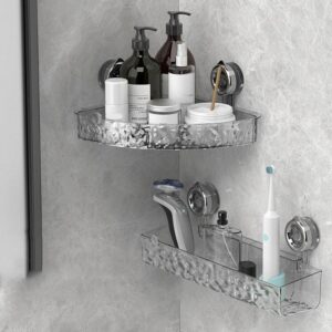 CQJJTKX Raidley No Drill Clear Wall Caddy, 2024 New Light Luxury Style Glacier Pattern Suction Cup Shelf, No Drill Clear Shower Caddy Wall Caddy, Raidley Bathroom Storage Shelf (1pc C)