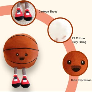 Basketball Pillow,Sports Pillow Fluffy Basketball Plush Cute Shaped Basketball Decor Pillow Sport Theme Sports Throw Pillow for Bedroom Decoration (11 Inch)