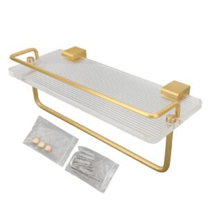 nysuzhouji bathroom floating shelves, versatile storage rack wall mounted hanging shelves with golden towel rack, for bathroom over toilet living room kitchen bedroom (30q)