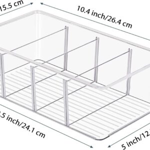 AIYULONG Pantry Organizers and Storage,2 Pack Clear Plastic Bins for Pantry, Kitchen, Fridge,Cabinet Organization and Storage,4 Compartment Holder Packets,Snacks,Pouches,Spice Packets