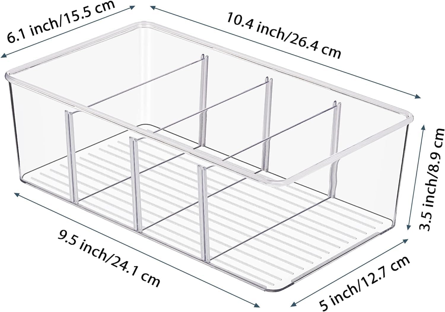 AIYULONG Pantry Organizers and Storage,2 Pack Clear Plastic Bins for Pantry, Kitchen, Fridge,Cabinet Organization and Storage,4 Compartment Holder Packets,Snacks,Pouches,Spice Packets