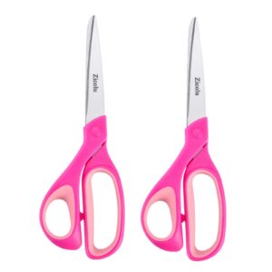 zicolu left handed scissors set of 2 pack, 8.5" left-handed teen scissors for ages 15+ -, lefty scissors for arts & crafts, office, sewing fabric, back to school supplies, purple